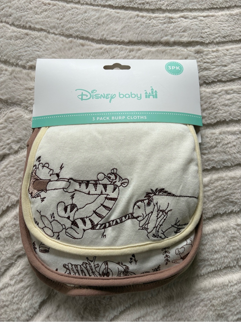 Disney Winnie the Pooh Cream and Brown 3-Pack Burp Cloths
